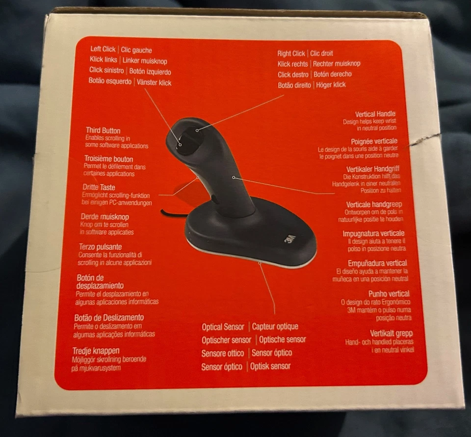 3M EM500GPL Wired Ergonomic Mouse Black Large EM500GPL new - Image 3 of 4