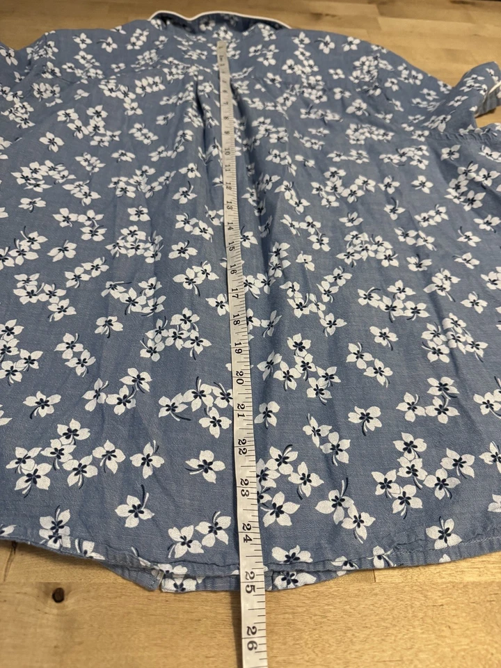 Conjunto de pijama Lands End Draper James feminino 1X 100% algodão cambraia azul floral em excelente estado usado - Imagem 4 de 4