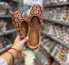 Women Punjabi jutti wedding Mojari ethnic flat UK size 4-8 khussa Maroon moon