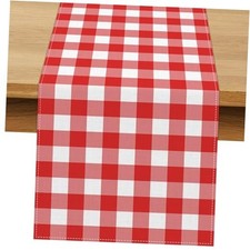 Italian Gingham Table Runner and White Checkered Party Decoration 13" x 72" Red