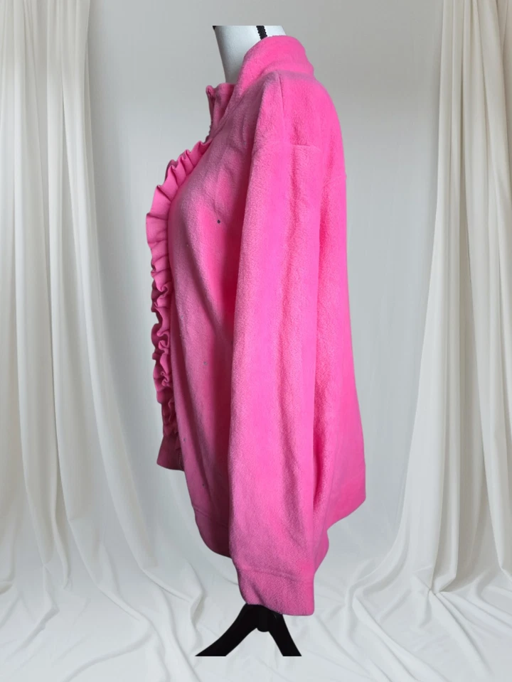 Quacker Factory Pink Fleece Long Sleeve Zippered Jacket Size 2X - Image 2 of 4