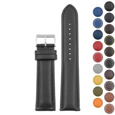 StrapsCo Classic Genuine Leather Men's Watch Strap Band Short 20mm 22mm 24mm