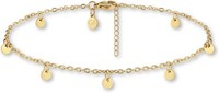 FußKette Onyx Charm Edelstahl 18K Gold Platin Verstellbar Kette