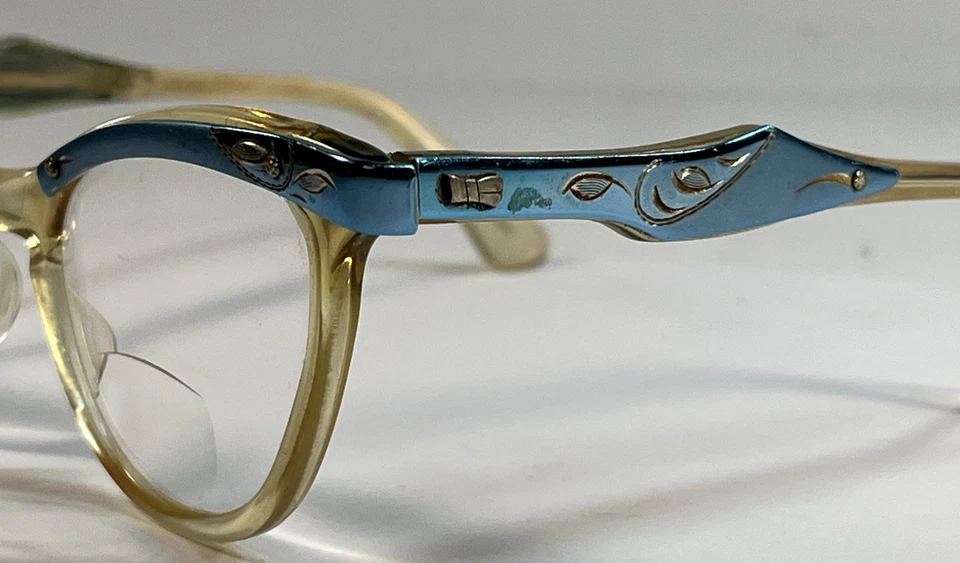 Monturas de gafas acrílicas Moonglow ojo de gato de colección de los años 50 con pedrería MCM Pinup Foto 4 de 4