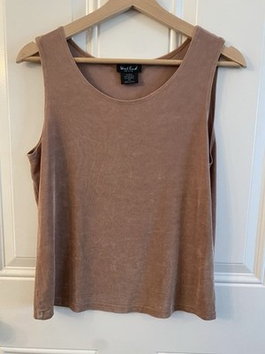 West End Brown Knit Sleeveless Tank Top Women's Petites PM Round Neck