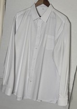 Men s White Dress Shirt 2XL Button Front Long Sleeve Poly Cotton Pocket