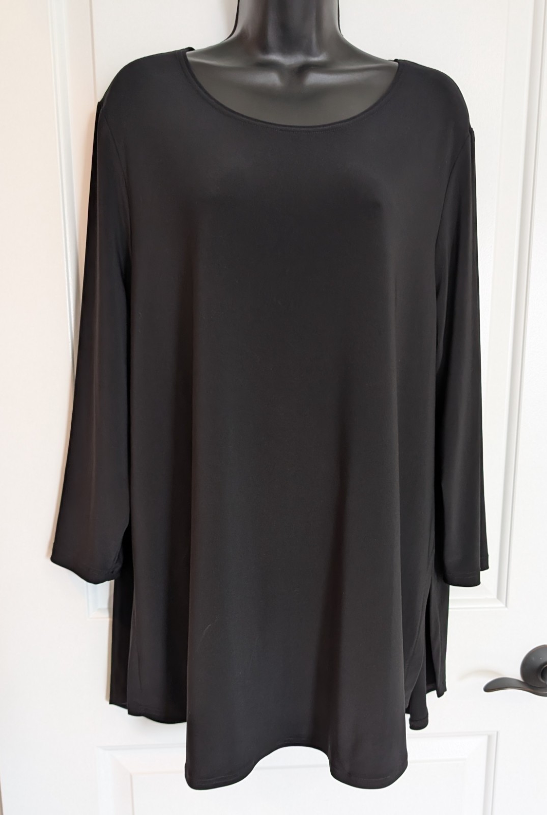 Simpli tunic top black basic round neck slinky st… - image 1