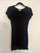 Z Supply S Short Sleeved Ribbed Knee Length Little Black Dress Spandex/Rayon