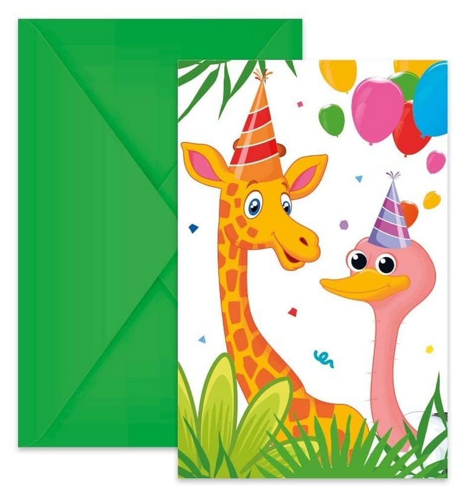 Procos 93788 93788 Jungle Balloons FSC Invitations Pack of 6 with Envelopes Birt