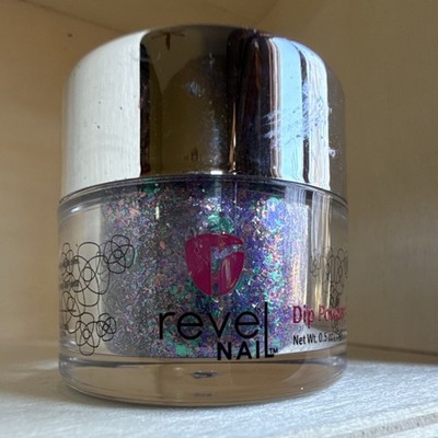 Revel Nail Dip Powder-D628 Rhapsody Purple Glitter Shiny 0.5 oz Slightly Used
