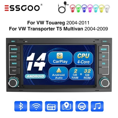 Android 14 Auto 2+32G Carplay Autoradio GPS NAV RDS für VW Touareg T5 Multivan V - Bild 1 von 4