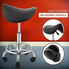 Saddle Stool Rolling Ergonomic Swivel Chair for Massage Clinic Spa Salon W/Wheel