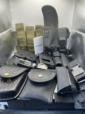 Lot Of Mixed Tactical Duty Belt Accessories - Basketweave Leather & Nylon