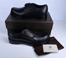 Gucci Black Leather Lace Up Derby Shoes Size 10 New w/ Box