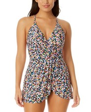Anne Cole Women's Maillot Printed Surplice Swim Dress Swimsuit Size 10 A3404