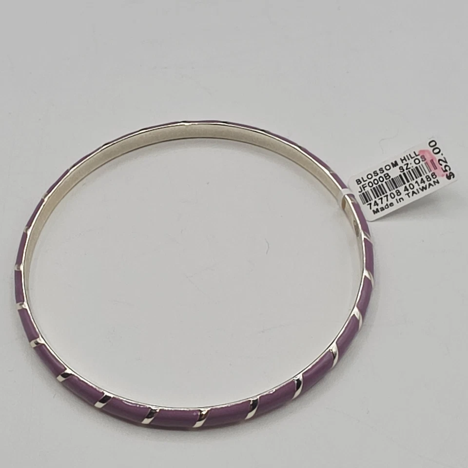NWT Brighton Blossom Hill Lavender Enamel Bangle 7.75" Silver Tone - Image 3 of 4