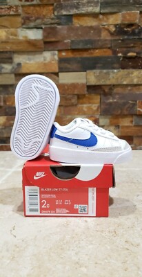 NIKE BLAZER LOW '77 (TD) - SIZE 2C - WHITE/HYPER ROYAL - NEW - RARE