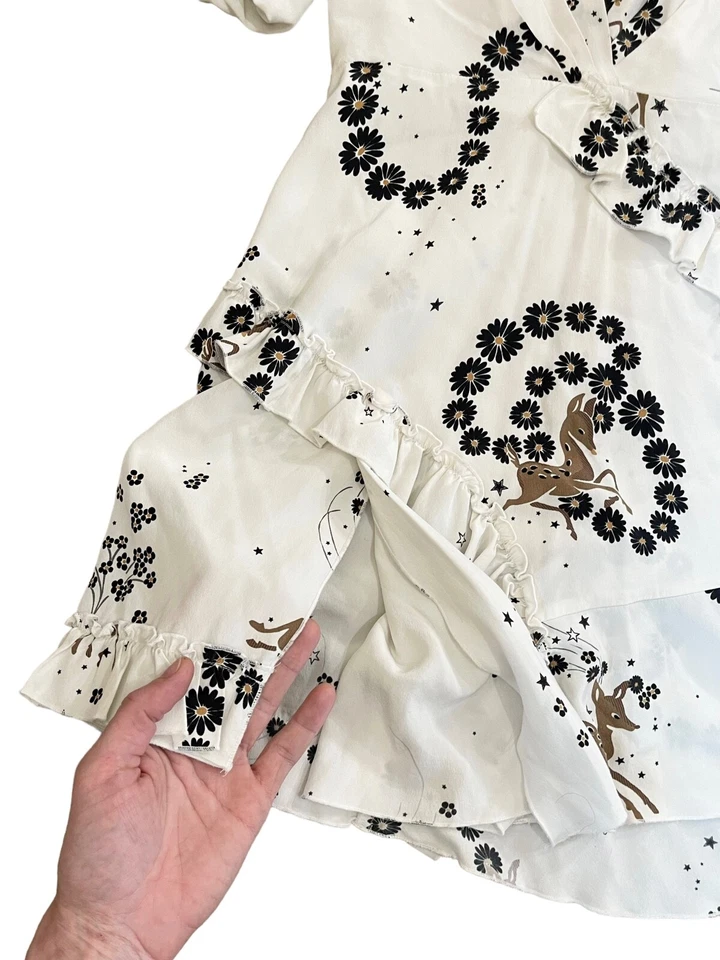 TOPSHOP уникальный вечеринки платье Bambi 100% шелк 4 S оборки надежном мини чай событие взлетно-посадочной полосы - Изображение 3 из 4