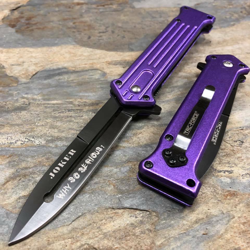 Tac Force Assisted Open Purple Joker Why So Serious? Black Blade