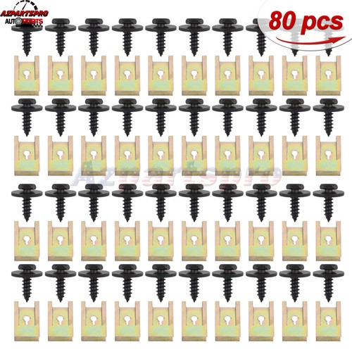 80 Car Body Panel Fender Fastener Kit Hex Bolts UNut Clips Screws
