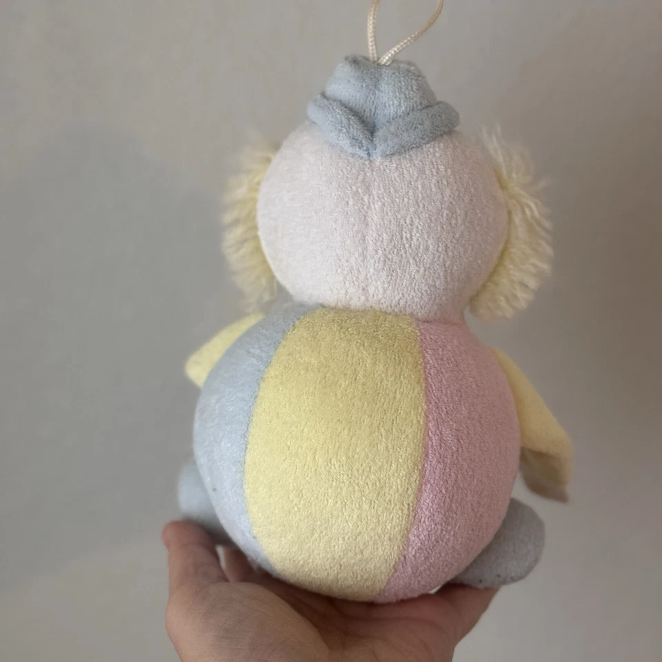 Juguete de peluche de colección raro payaso Edén bebé pastel rizo sonajero Lovey años 80 Foto 3 de 4