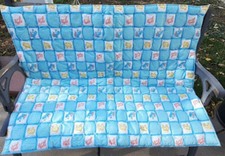 Care Bear Baby Quilt Handmade/Puffy/Yarn Tied Blue/White 41" W x 50" L