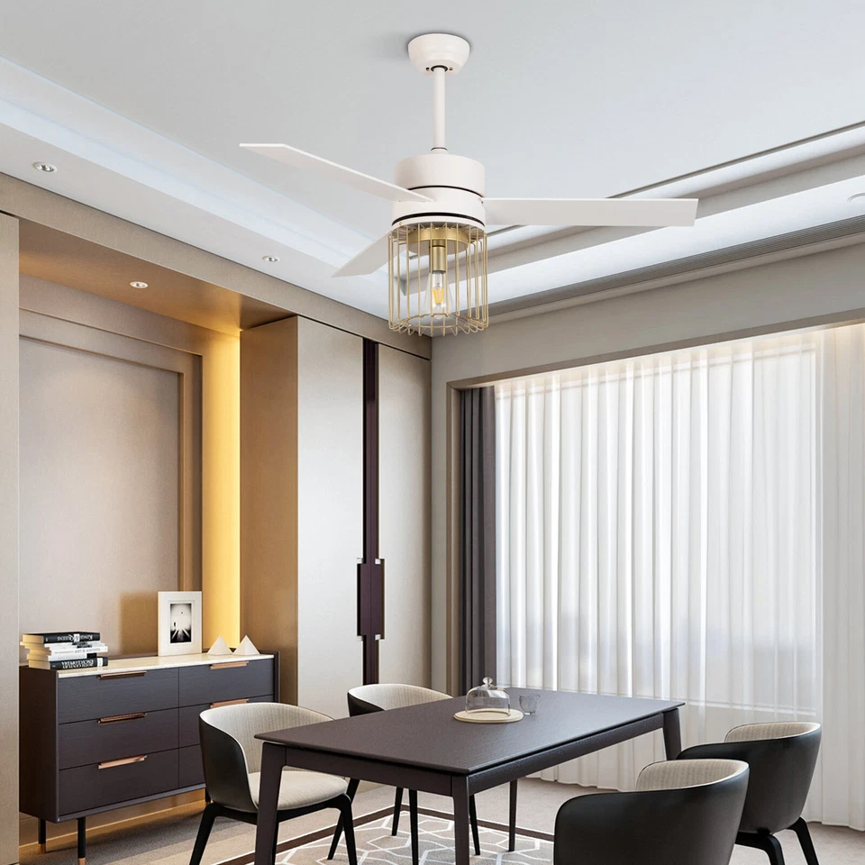 Modern 48 In. LED Indoor White Ceiling Fan W/ Light Kit and Remote Controller - Image 4 of 4