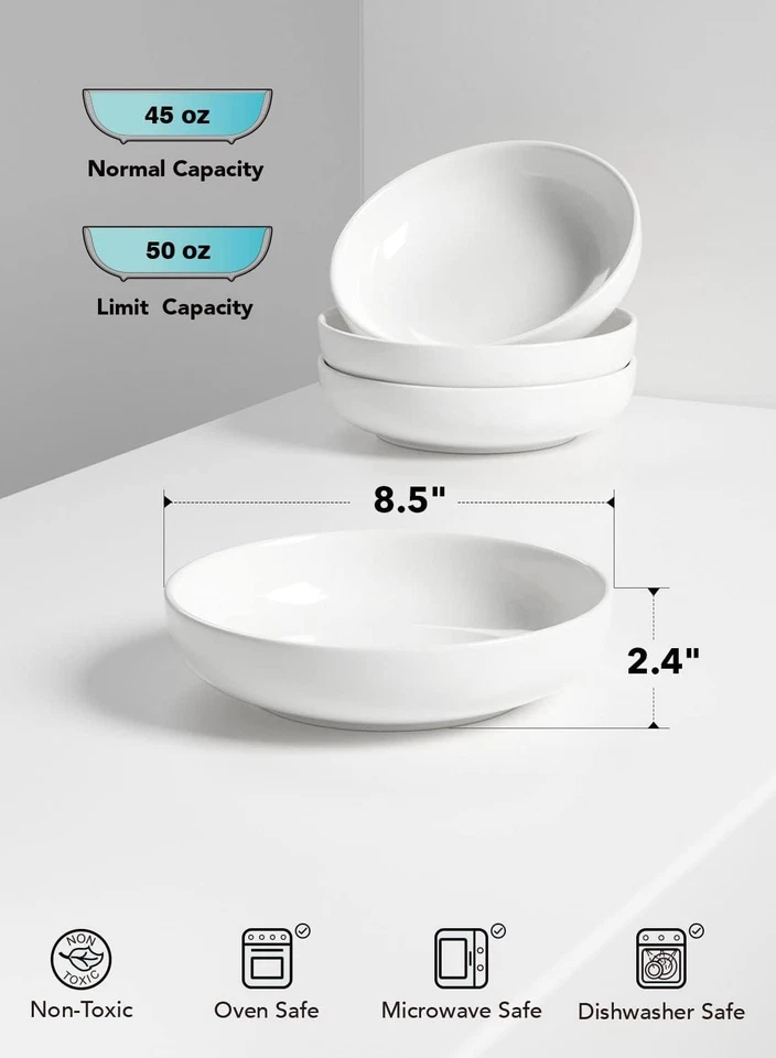 Pasta Bowls 45 Oz, Salad Bowls Set for Serving Soup, Pasta, Noodle, Dinner, Larg - Image 4 of 4