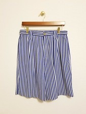 Vintage Allison Collectibles Blue White Striped Rayon Culotte Shorts Size 12