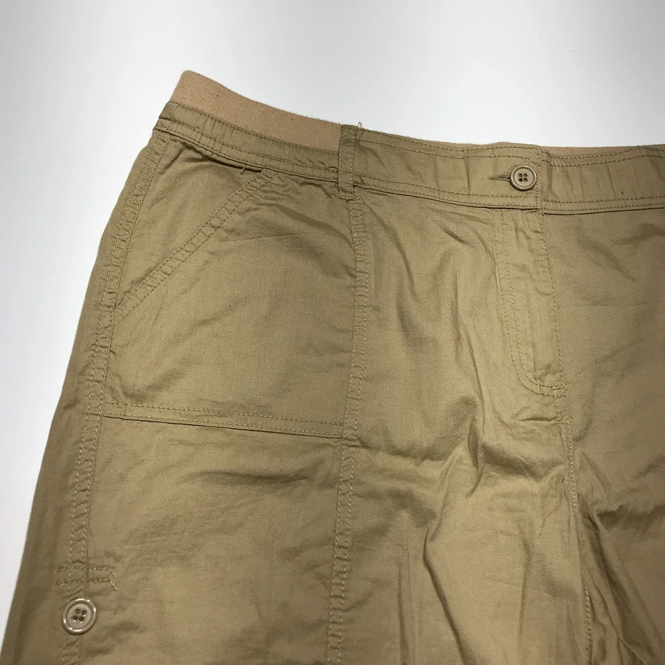 Pantalones Cortos Ashley Stewart Para Mujer Talla 18 Plus Tostado Caqui Botón Pestaña Puños Ajustables Foto 4 de 4