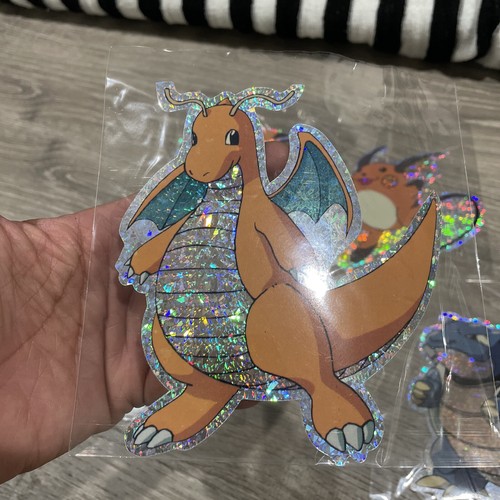 Pokemon lot of 5 Vintage 90s era large Holographic Stickers See pictures - Picture 7 of 9
