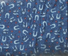 Wild Wild West blue horseshoes western cowboy rodeo Studio e fabric