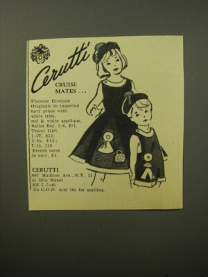 1960 Cerutti Florence Eiseman Fashion Advertisement - Cruise Mates