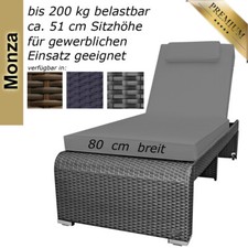 Sonnenliege Gartenliege Liege Rattanliege Polyrattan Rattan Auflage Grau 