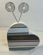 Wood Heart Whit Wash Spiral Picture/Message Holder Love Valentines