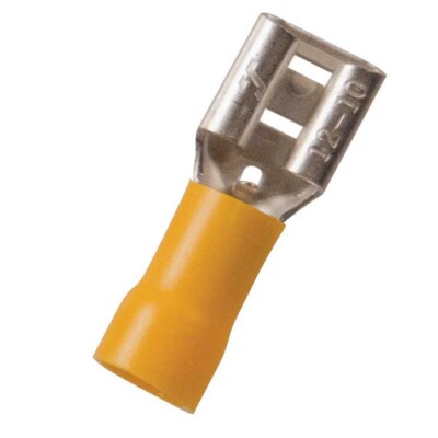 Vinyl Insulated Female Quick Disconnect Connector 12-10 Gauge .375 Tab - 100 Pcs