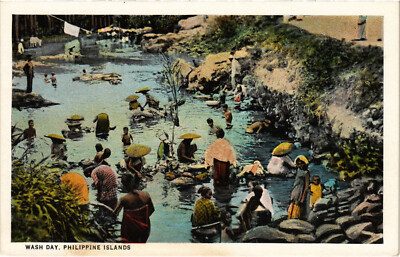 PC PHILIPPINES, WASH DAY, Vintage Postcard (b60222)