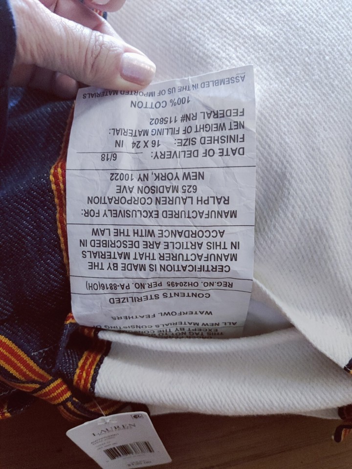 Lauren Ralph Lauren Tessa Stripe Throw Pillow 16 x 24 NWT 135 eBay