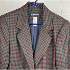 Sag Harbor Plaid Blazer Wool Blend Vintage Jacket Business Casual Size 10