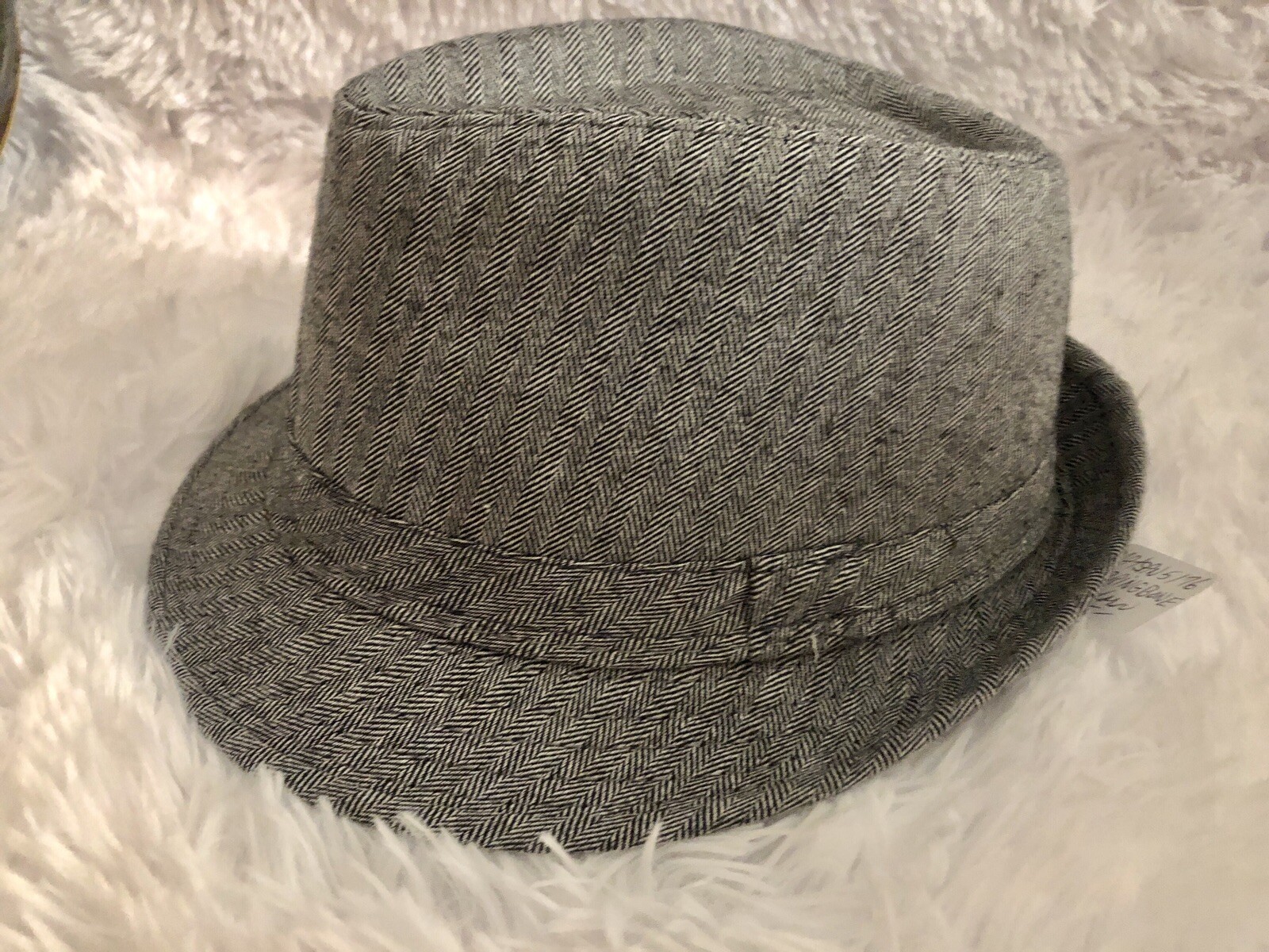Charcoal Herringbone Fedora Hat for Men Stylish Classic Design-image