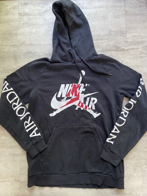 Nike Air Jordan Jump man Hoodie Men’s M Pullover Black Red Sweatshirt  Cotton