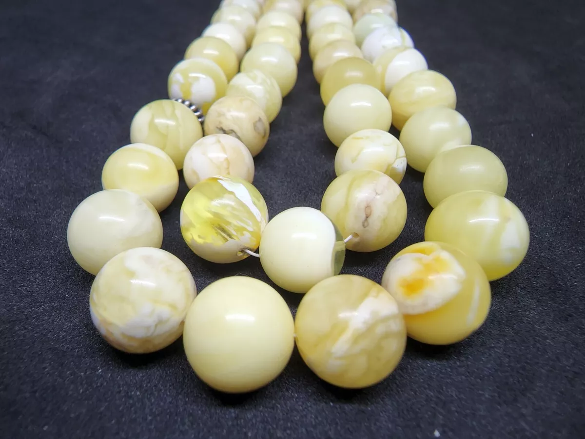 Natural Baltic Amber Islamic White Tiger Polish 45 Prayer Beads 46g