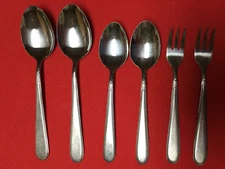 Lot 6 Rogers BEADED ELEGANCE Korea Stainless Spoons and Forks  - Nice Condition