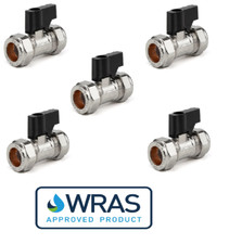 TC 15mm Compression Isolation Valve with Black Lever Handle Bolofix valve - 5 pk