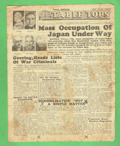 #T17 SEVEN AUGUST 1945 TABLE TOP AUSTRALIAN MILITARY FORCES ABROAD NEWSPAPERS - Picture 7 of 7