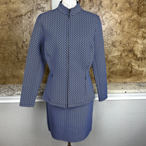 NWT J McLaughlin Skirt Suit Womens M/L Stretch Career Black Blue Signature Twill