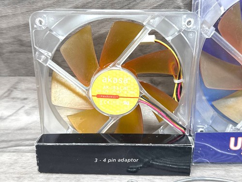 3 x Akasa AK-183-L2B 120x25mm 12cm Ultra Quiet Amber 3-Pin Gehäuselüfter 12V 18dB - Bild 3 von 7