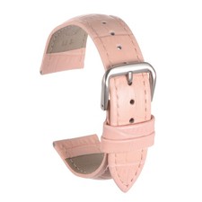 Leather Watch Band 22mm Embossed Cowhide Strap with Spring Bars Pink
