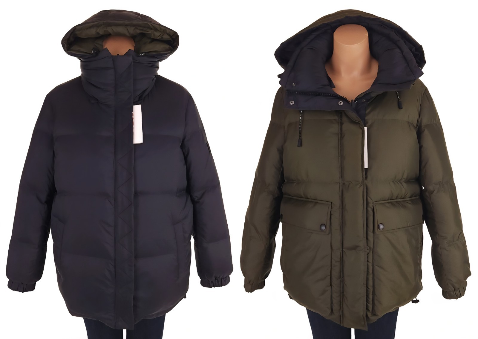 Piumino reversibile Yves Salomon YS esercito 34 XS donna cacciatore verde nero $1175