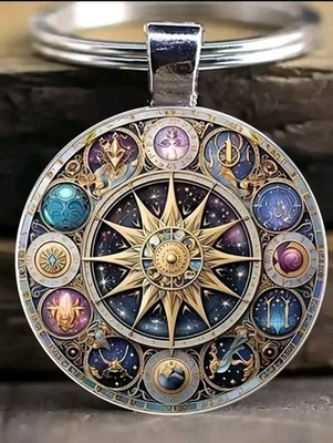 Schlüsselanhänger Sternzeichen Astrologisch Universum   Vintage Anhänger Geschenk Magic